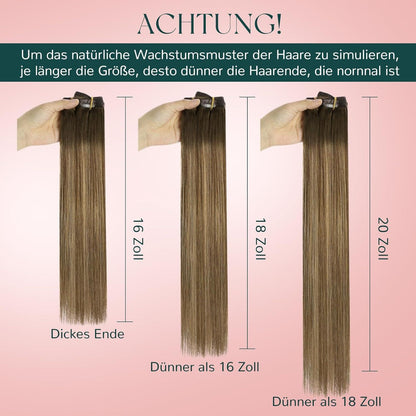 Clip-In Haarverlängerung Echthaar Braun Balayage Ombre
