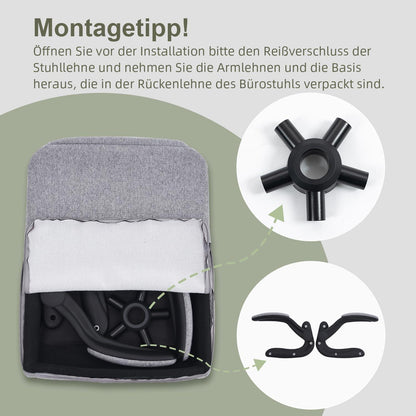 Ergonomischer Bürostuhl mit Armlehnen, Wippfunktion und Kopfstütze