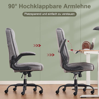 Ergonomischer Bürostuhl mit Armlehnen klappbar, Höhenverstellung, Wippfunktion