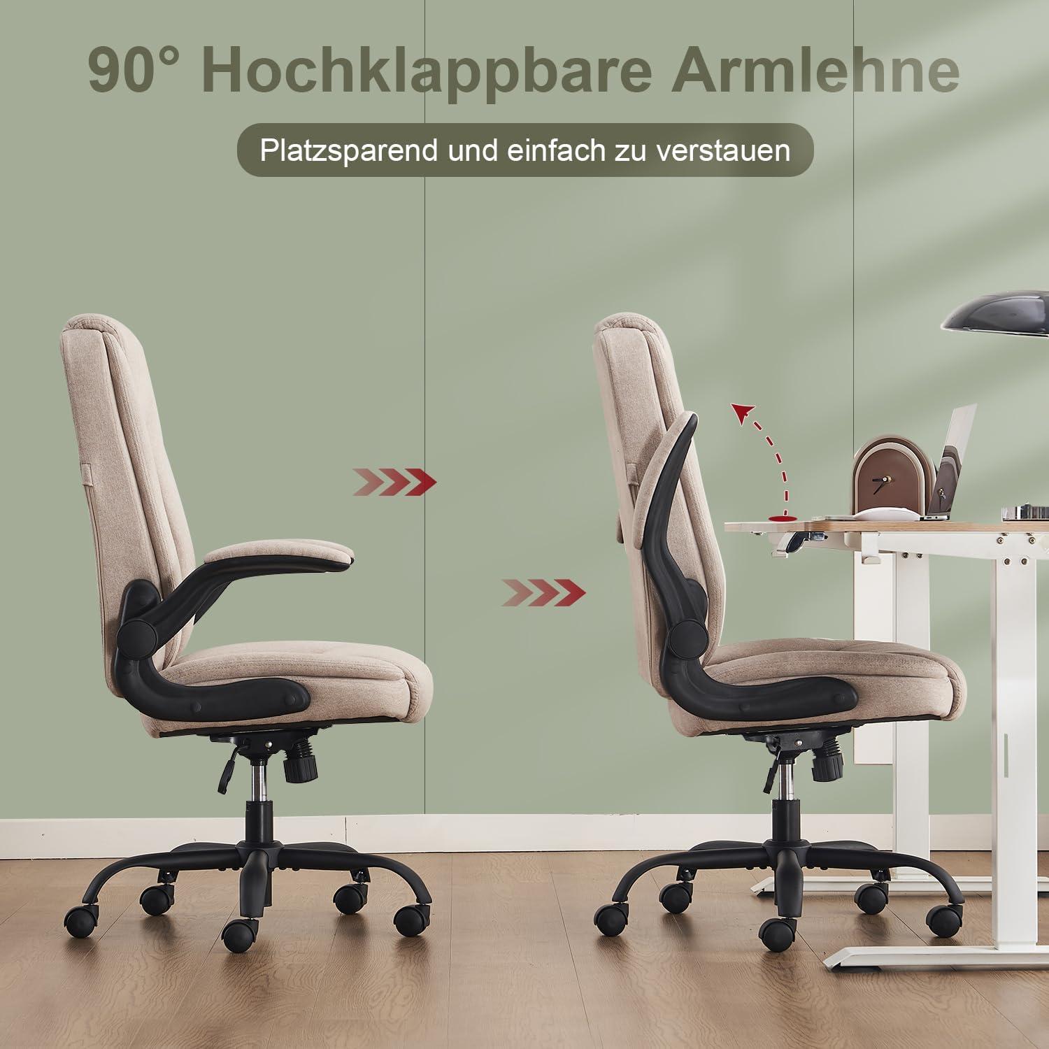 Ergonomischer Bürostuhl mit Armlehnen klappbar - Höhenverstellung, Wippfunktion