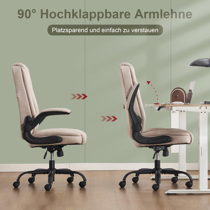 Ergonomischer Bürostuhl mit Armlehnen klappbar - Höhenverstellung, Wippfunktion