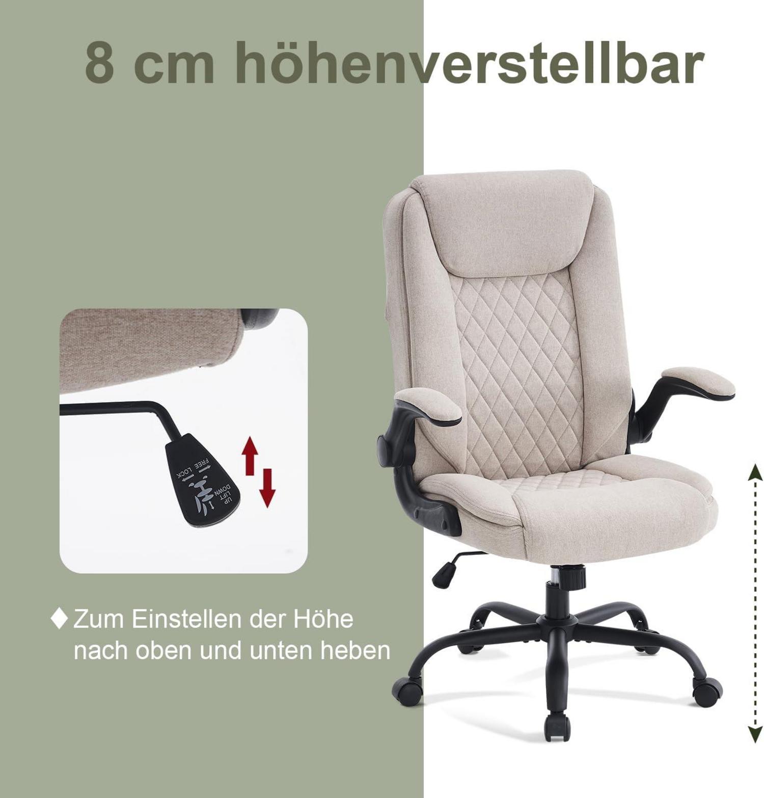 Ergonomischer Bürostuhl mit Armlehnen klappbar - Höhenverstellung, Wippfunktion