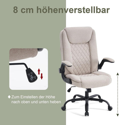 Ergonomischer Bürostuhl mit Armlehnen klappbar - Höhenverstellung, Wippfunktion