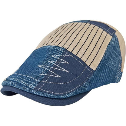 Patchwork Schiebermütze Herren | Vintage Newsboy Cap Grau M-L