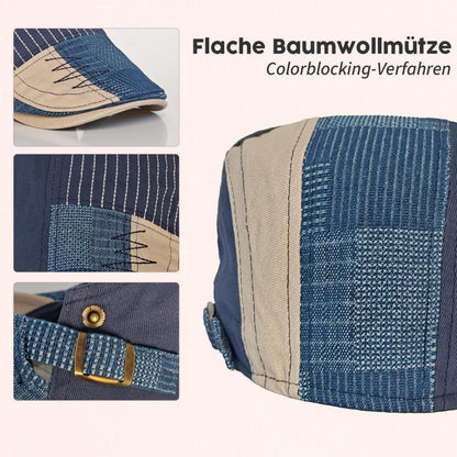 Patchwork Schiebermütze Herren | Vintage Newsboy Cap Grau M-L