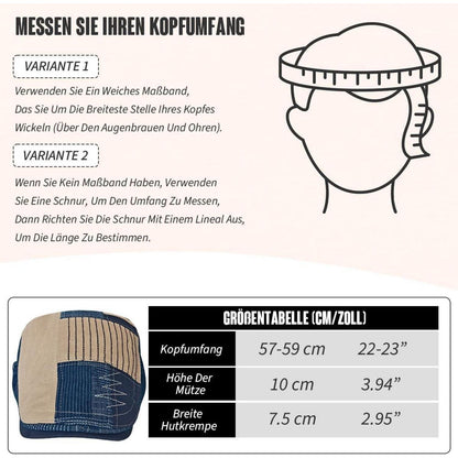 Patchwork Schiebermütze Herren | Vintage Newsboy Cap Grau M-L
