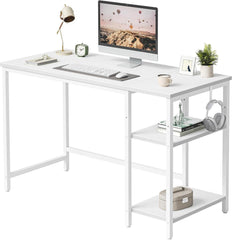100cm Weißer Eck-PC-Schreibtisch mit Ablagen