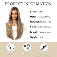 Ombre Ashblonde Lange Natürliche Gerade Perücke mit Pony