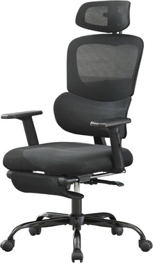 Ergonomischer Bürostuhl mit Fußstütze und Kopfstütze, Schwarz