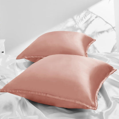 2er Set Satin Kissenbezüge 80x80cm mit Reißverschluss, Rose Gold