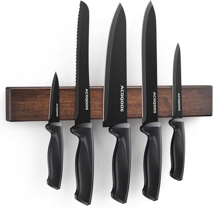 Magnetleiste Messer Set inkl. Bonus-Messer, Holz Magnetisch 38cm