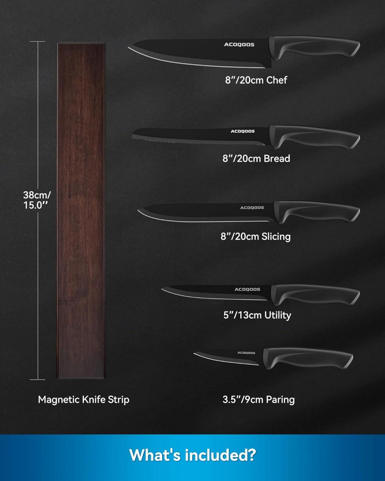 Holz Magnetleiste Messer 38cm inkl. Bonus-Messer-Set