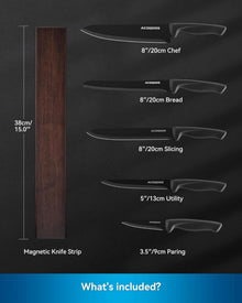 Holz Magnetleiste Messer 38cm inkl. Bonus-Messer-Set