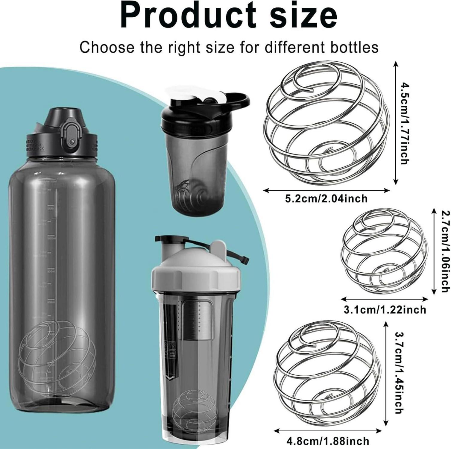 3er Set Edelstahl Protein Shaker Balls Mixer für Getränke