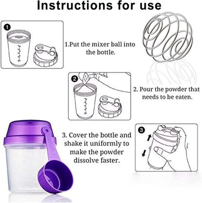 Edelstahl Protein Shaker Set mit Metall Ball Blender