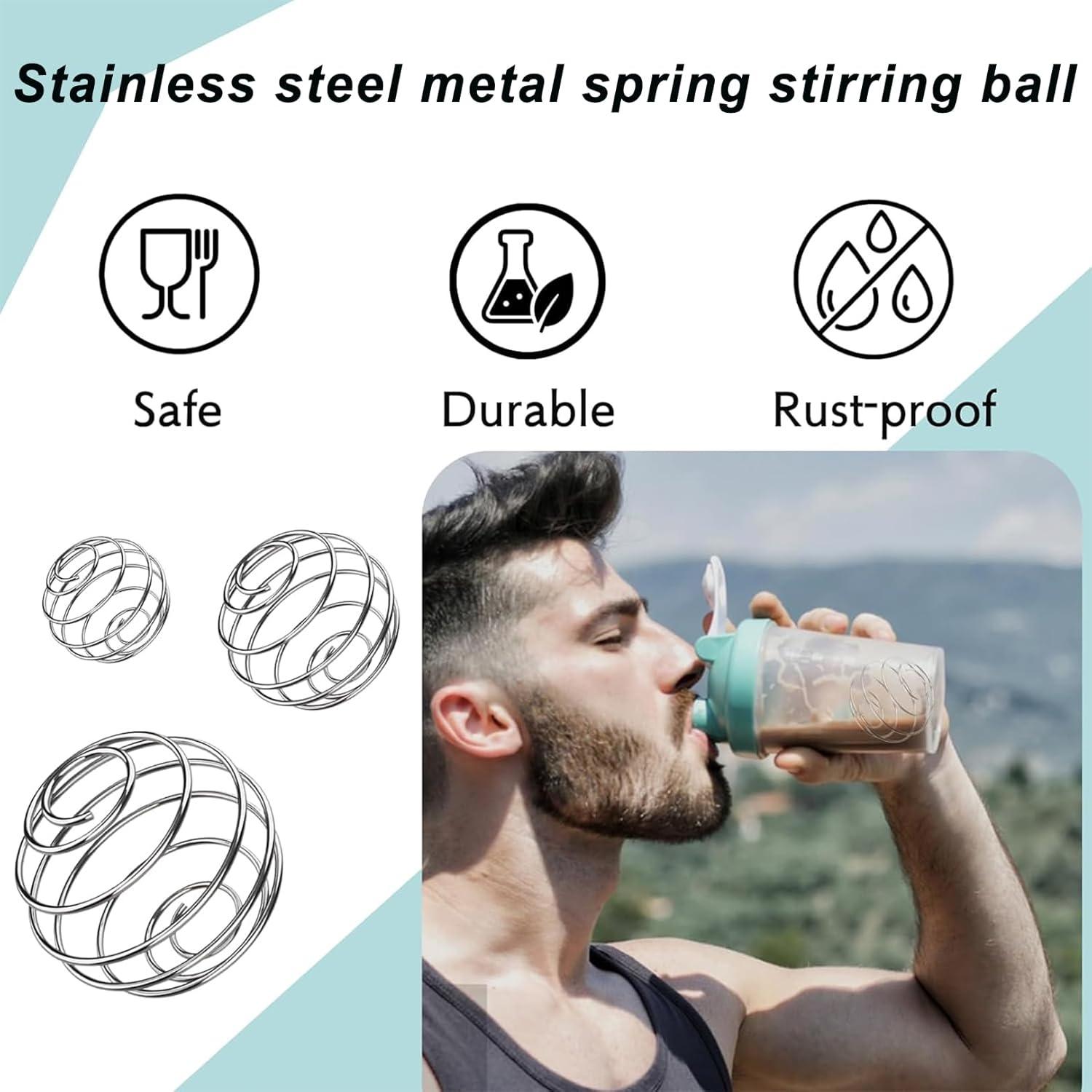 3er Set Edelstahl Protein Shaker Ball Mixer für Shakes & Fitness, 3 Größen