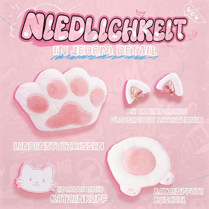 MEENICE Gaming Stuhl Pink mit Katzenpfote und