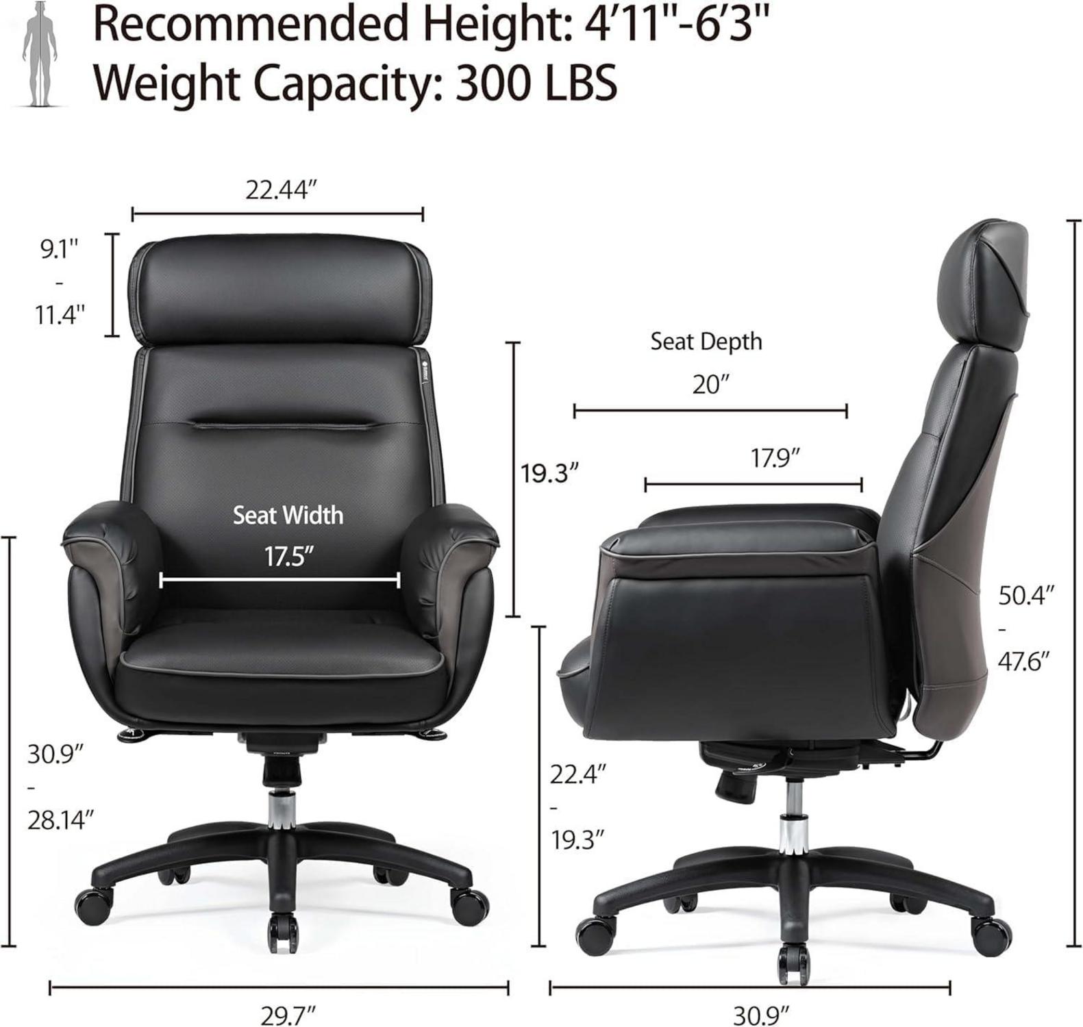 EUREKA ERGONOMIC Chefsessel Bürostuhl verstellbar