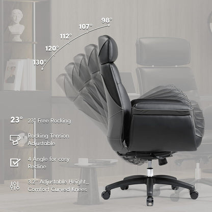 EUREKA ERGONOMIC Chefsessel Bürostuhl 130° Neigung Höhenverstellbar Schwarz