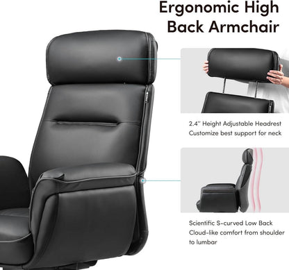 EUREKA ERGONOMIC Bürostuhl Drehstuhl 130° Neigung Höhenverstellbar Schwarz