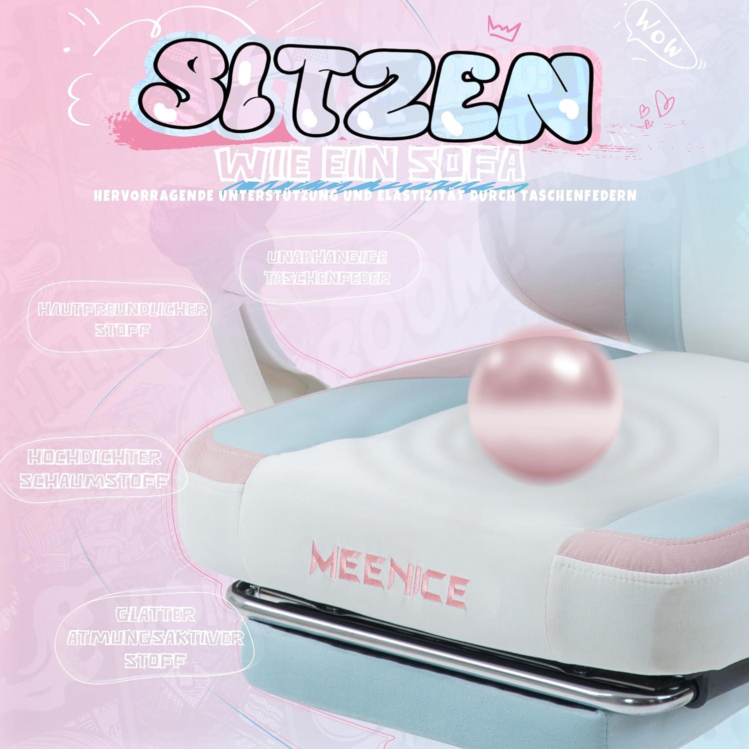 Gaming Stuhl Katzenpfote Lendenkissen Katzenohren Fußstütze