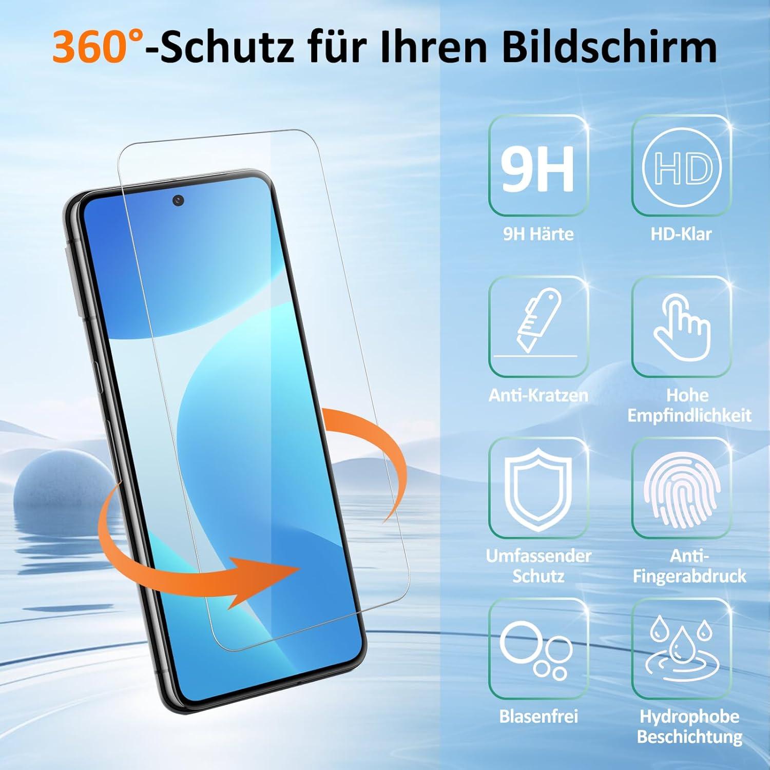 Google Pixel 8 Panzerglasfolie 2er Set Kameraschutz Blasenfrei 9H