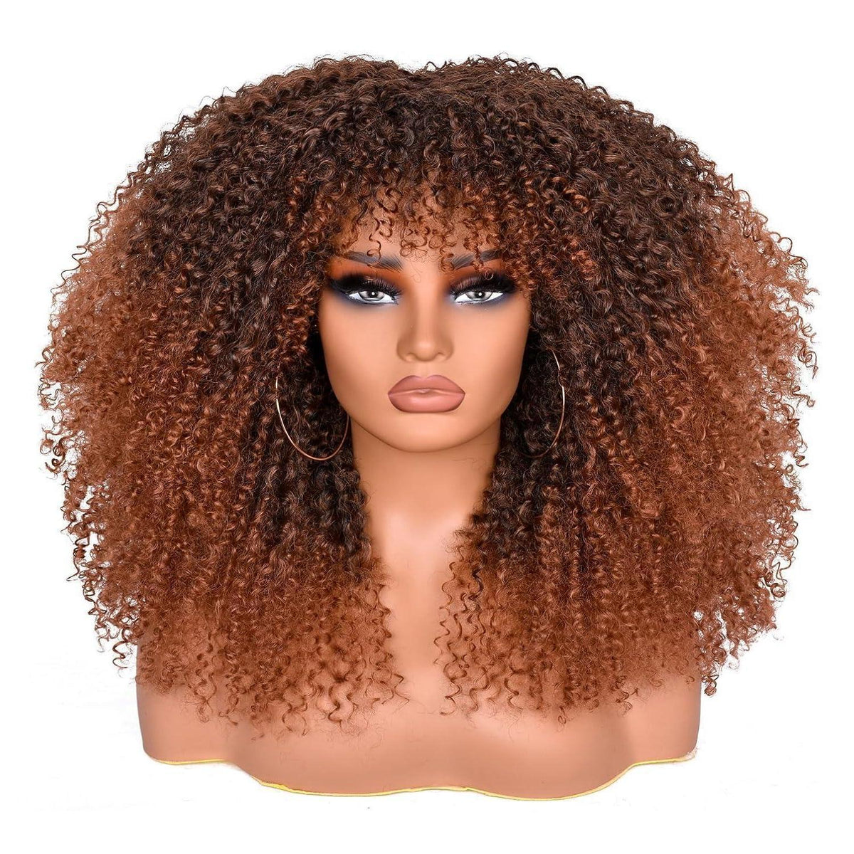 Lockige Afro Perücke Schwarzbraun 18 Zoll – Synthetisch & Voluminös