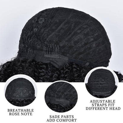Lockige Afro Perücke Schwarzbraun 18 Zoll – Synthetisch & Voluminös
