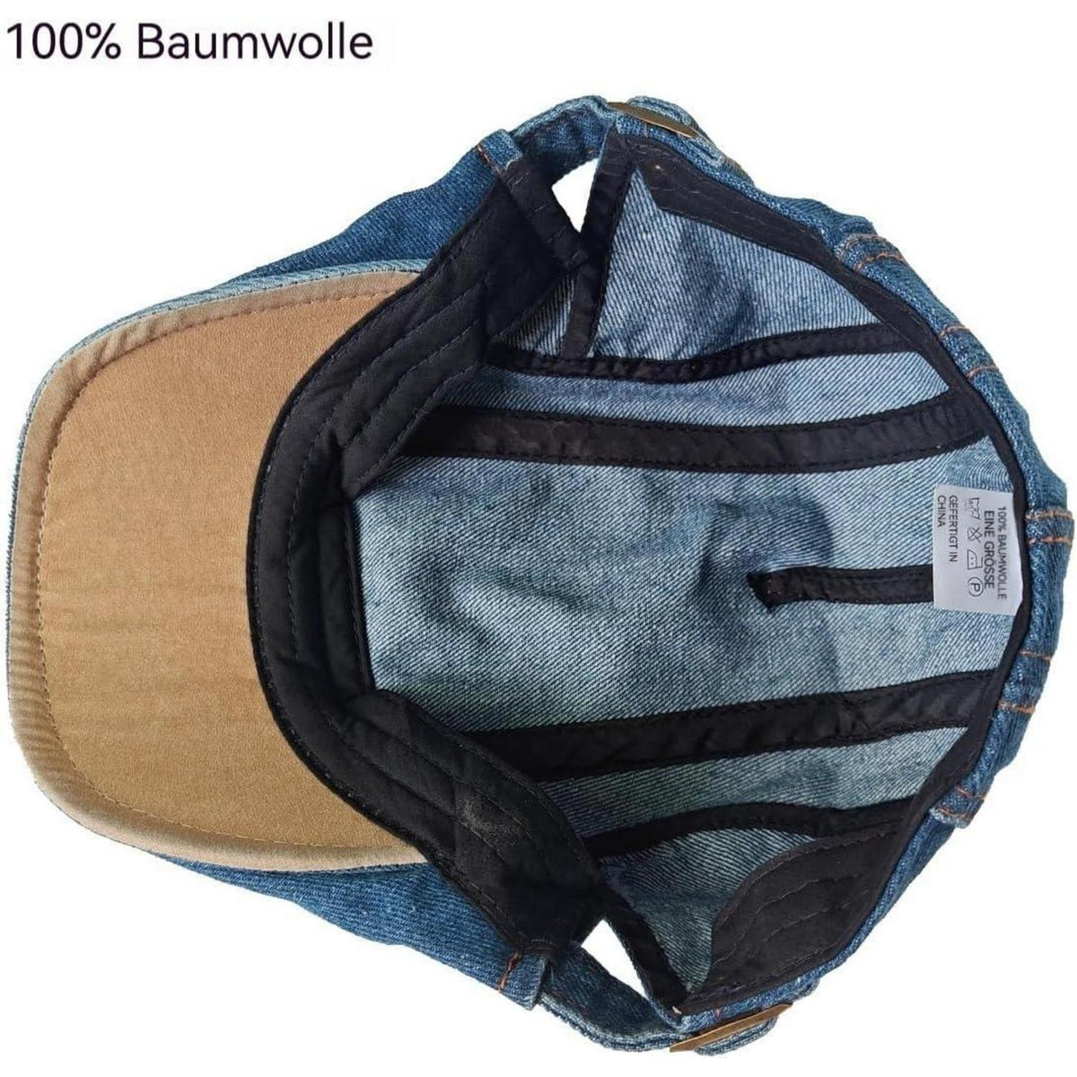Herren Denim Flatcap - Verstellbare Schiebermütze in Hellblau