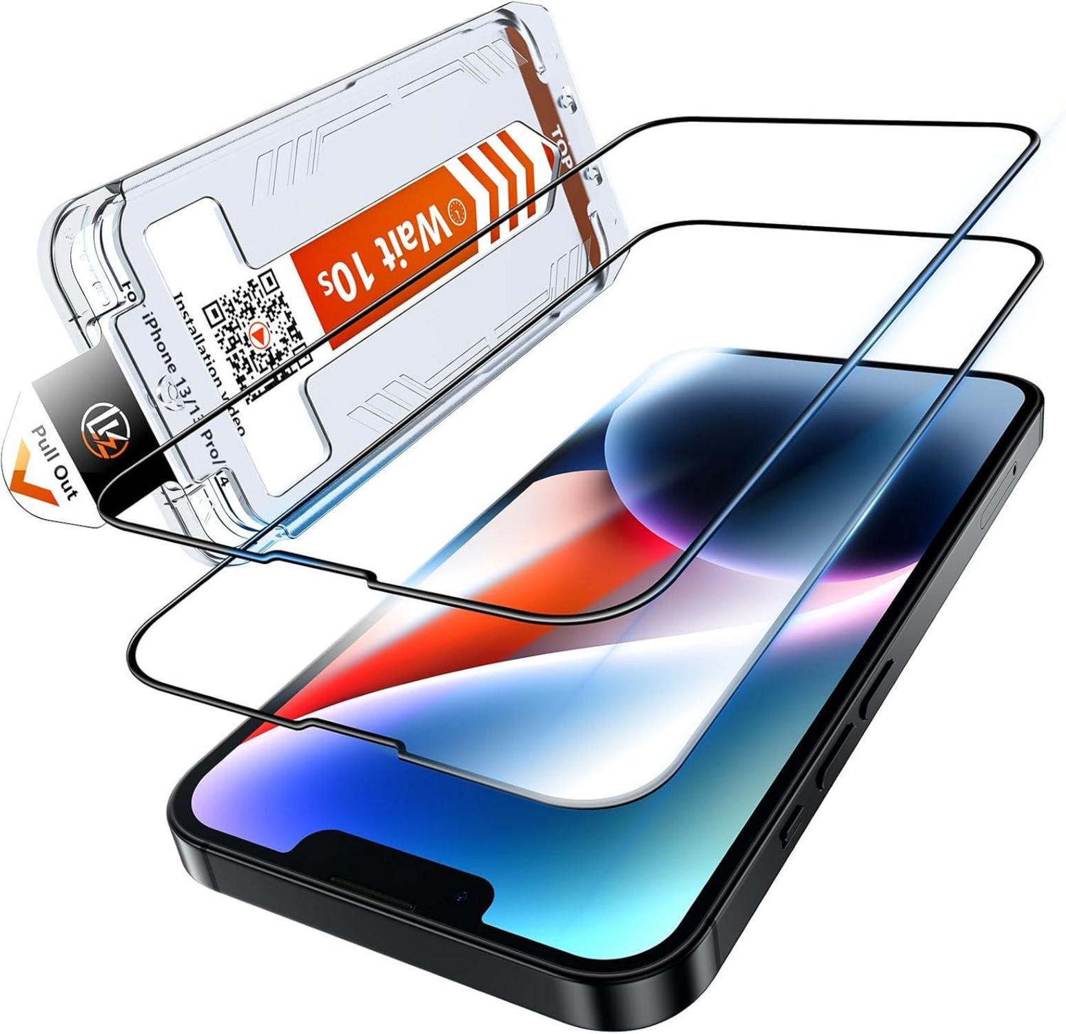 Panzer Schutz Glas für iPhone 13/14 [Full Screen] 2er Pack