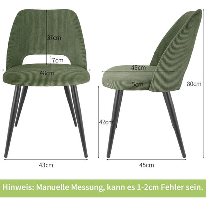 Esszimmerstühle 4er Set Kordsamt Gepolstert Grün
