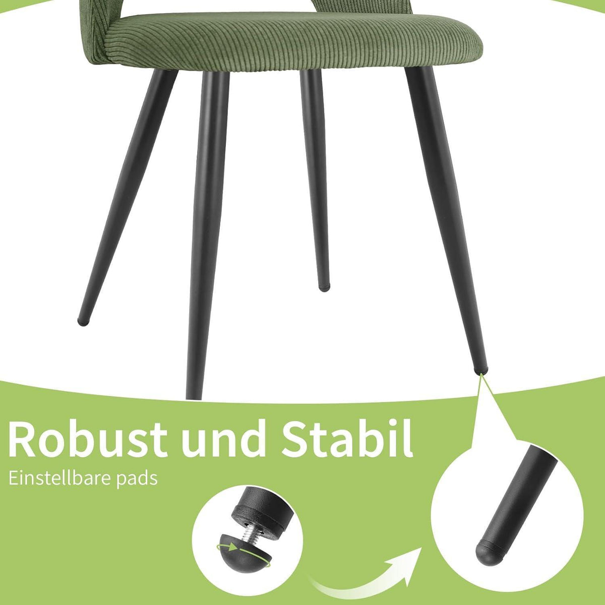 Esszimmerstühle 4er Set Kordsamt Gepolstert Grün