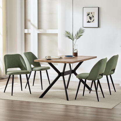 Esszimmerstühle 4er Set Kordsamt Gepolstert Grün