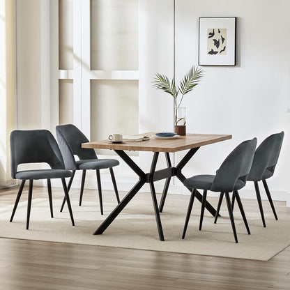 Esszimmerstühle 2er Set Schwarz, Kordsamt Gepolstert