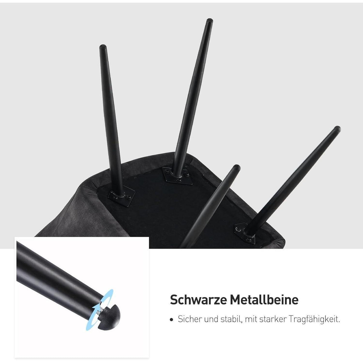 CLIPOP Esszimmerstühle 6er Set Samt Kohlenstoffgrau mit Armlehne
