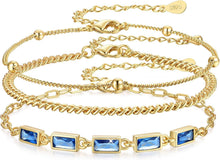 3 Stück Armband Set Zirkonia 14 Karat Vergoldet Kubanische