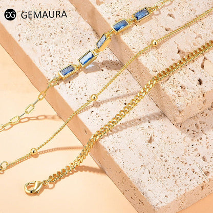 GEMAURA Damen Armband Set Gold Silber 925 Zirkonia 14 Karat 3er Set