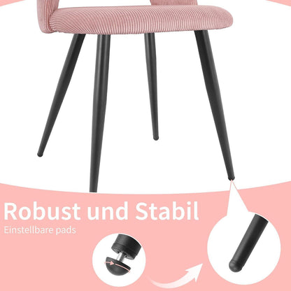 Esszimmerstühle 6er Set Rosa, Kordsamt & Metallbeine