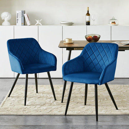 CLIPOP Esszimmerstühle 6er Set Samt Blau Armlehne Polstersessel