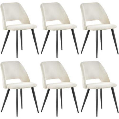 Esszimmerstühle 6er Set Kordsamt Gepolstert Beige