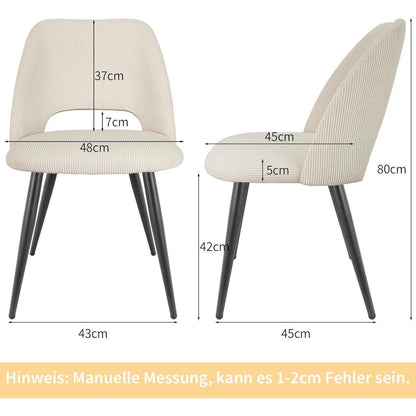 Esszimmerstühle 6er Set Kordsamt Gepolstert Beige