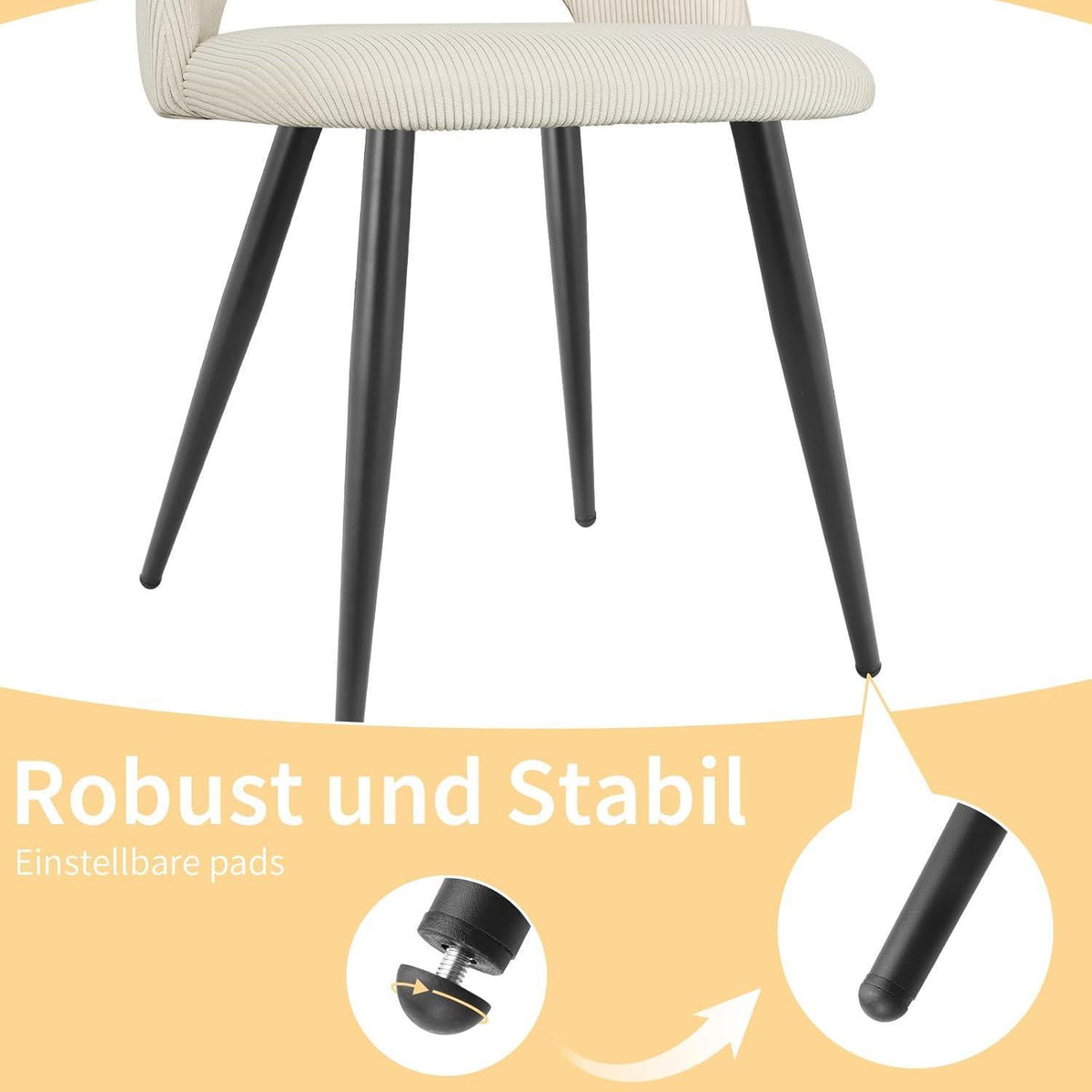 Esszimmerstühle 6er Set Kordsamt Gepolstert Beige