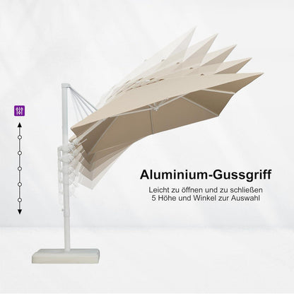 Sonnenschirm 350x250cm Rechteckig Twist Kurbel Beige Aluminium
