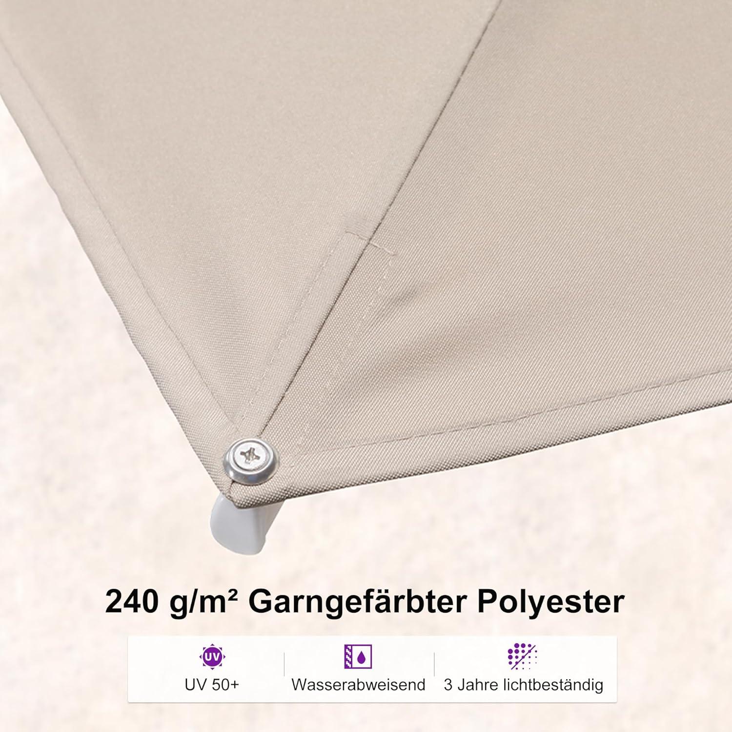 Sonnenschirm 350x250cm Rechteckig Twist Kurbel Beige Aluminium