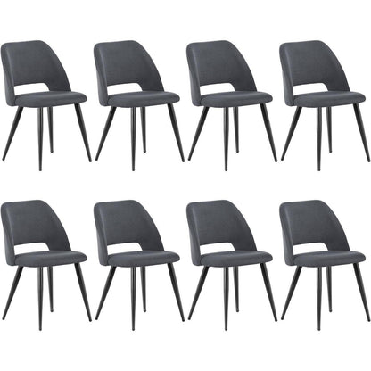 Esszimmerstühle 8er Set Schwarz, Kordsamt Gepolstert