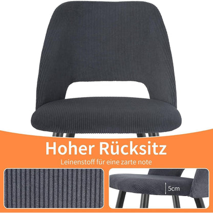 Esszimmerstühle 8er Set Schwarz, Kordsamt Gepolstert