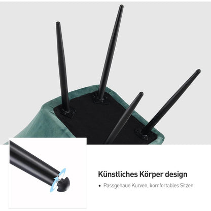 CLIPOP Esszimmerstühle 6er Set Samt Türkis mit Armlehne