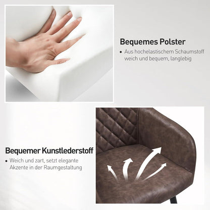 CLIPOP Esszimmerstühle 6er Set Kunstleder Armlehne Metallbeine Polsterstuhl