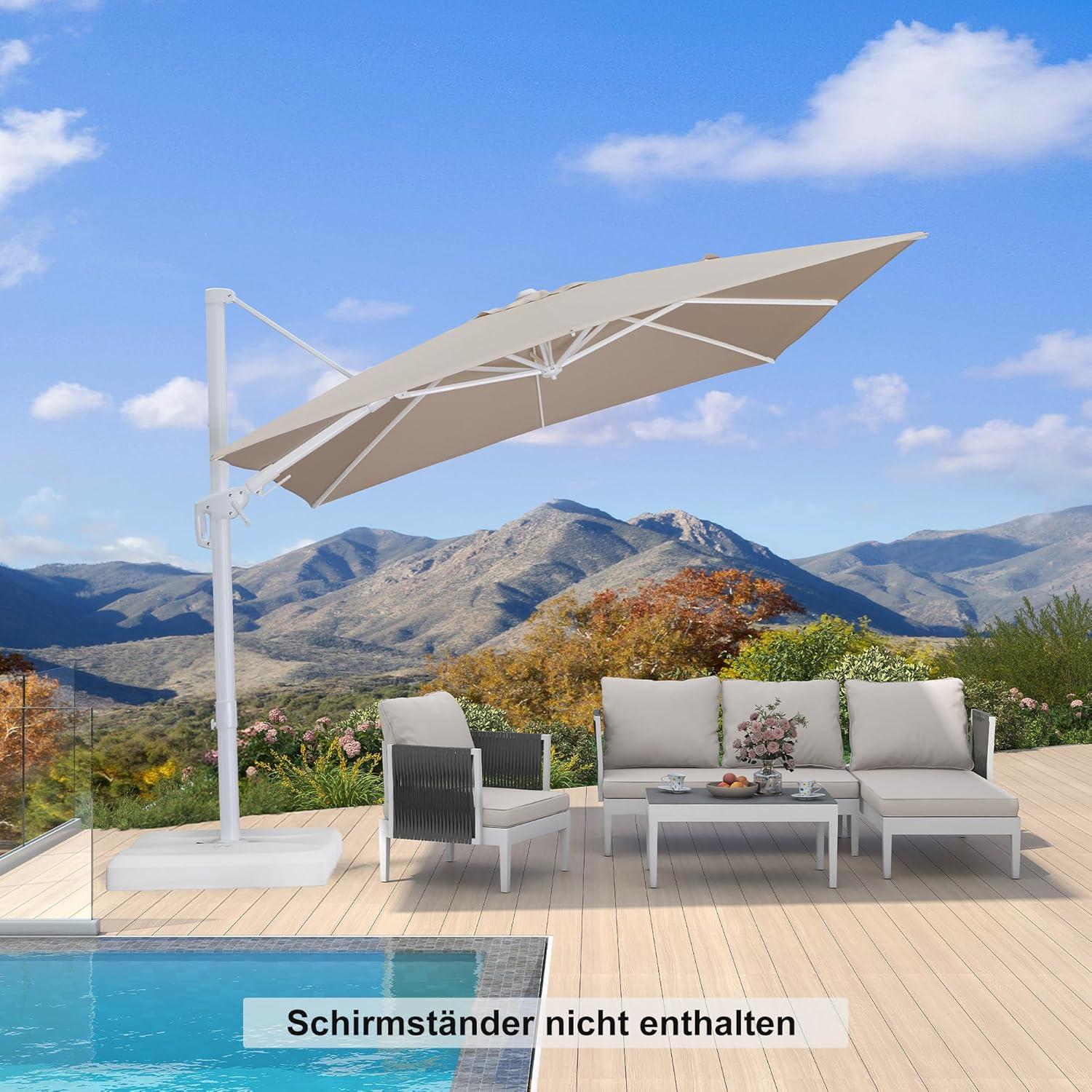 Sonnenschirm 360x270cm Rechteckig Twist Ampelschirm Kurbel