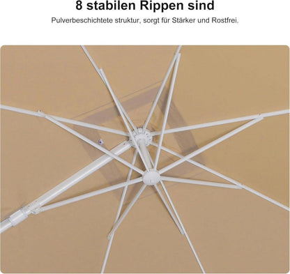 Sonnenschirm 360x270cm Rechteckig Twist Kurbel Beige Alu